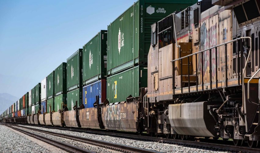 train transporting containers