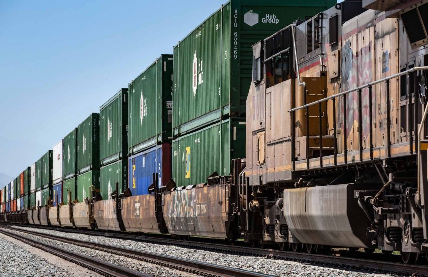 train transporting containers